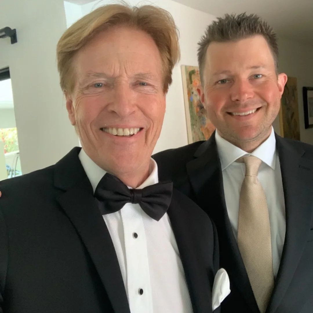 Jack Wagner and his son Peter Wagner pose for a selfie at the former's wedding to Michelle Wolf, shared on Instagram