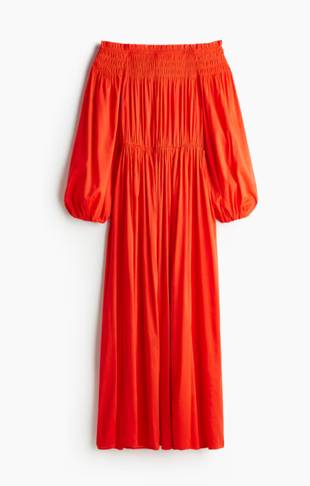 HM off the shoulder princess kate alexander mc queen red dress dupe.