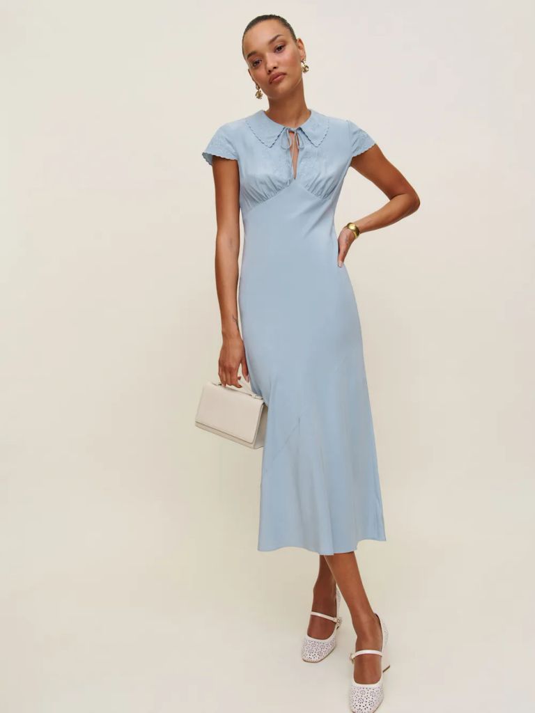 reformation blue midi dress