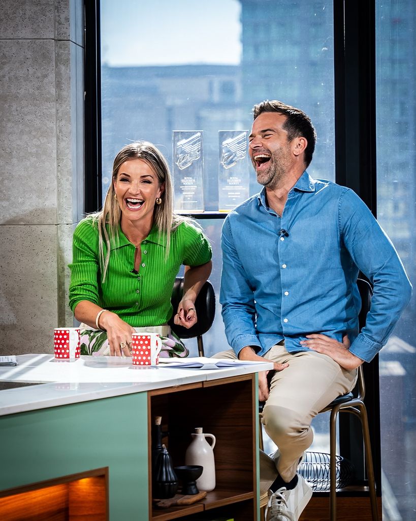 Helen Skelton and Gethin Jones laugh on Morning Live