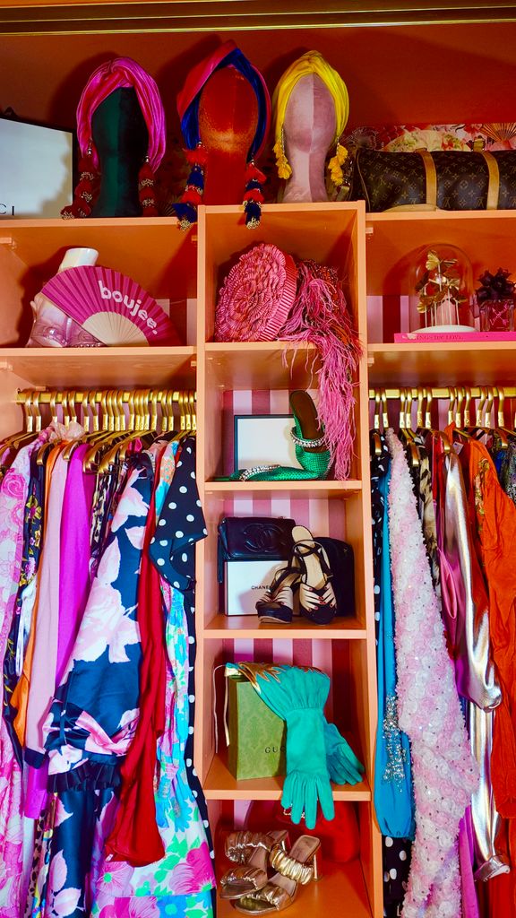wardrobe with colourful clothes