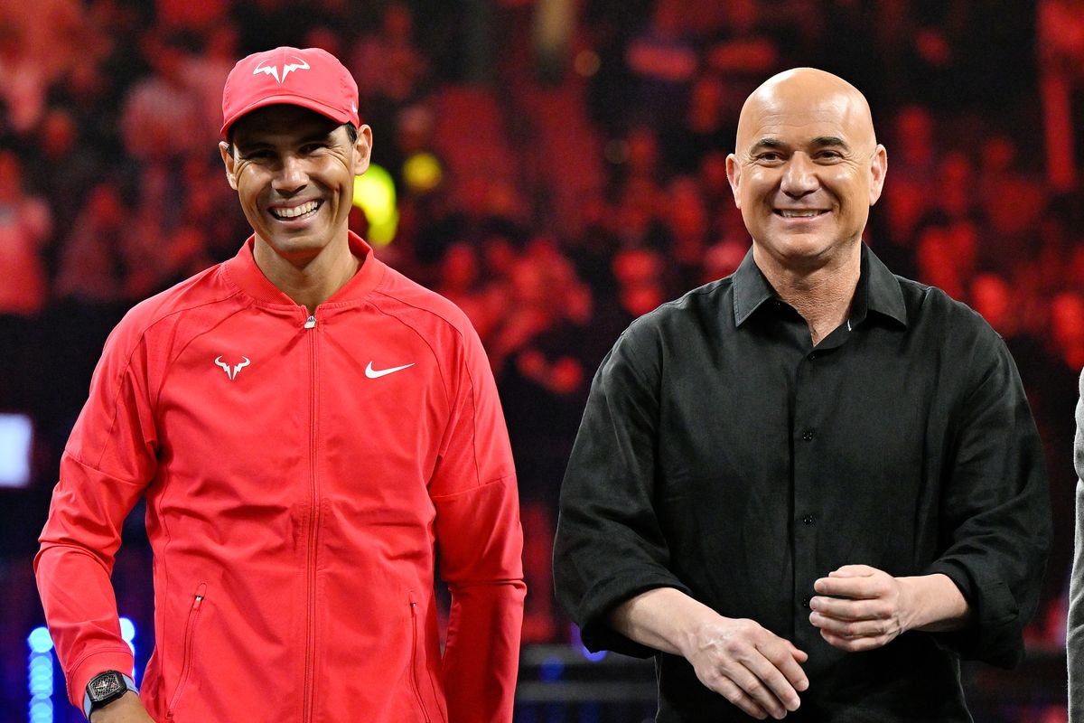 Andre Agassi and Rafael Nadal at the Netflix Slam in 2024