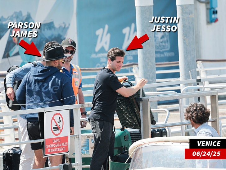 justin jesso and parson james arrive to venice italy for bezos wedding shutter 1
