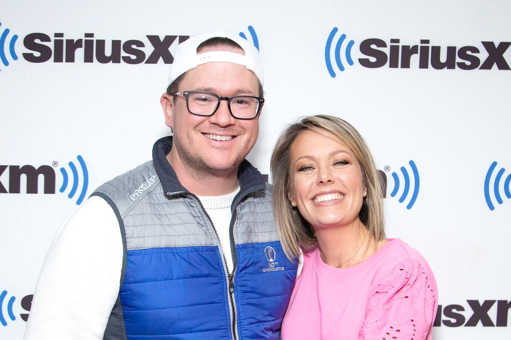 Dylan Dreyer and Brian Fichera visit SiriusXM Studios on February 13, 2023 in New York City