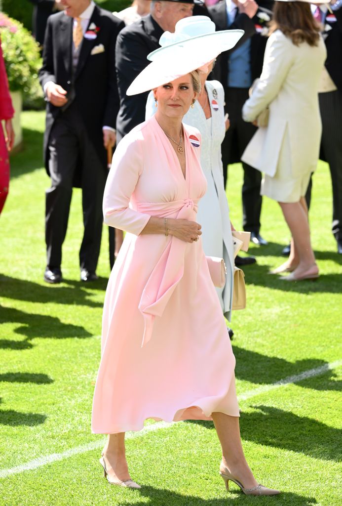 Sophie, Duchess of Edinburgh in soft pink hat and dress