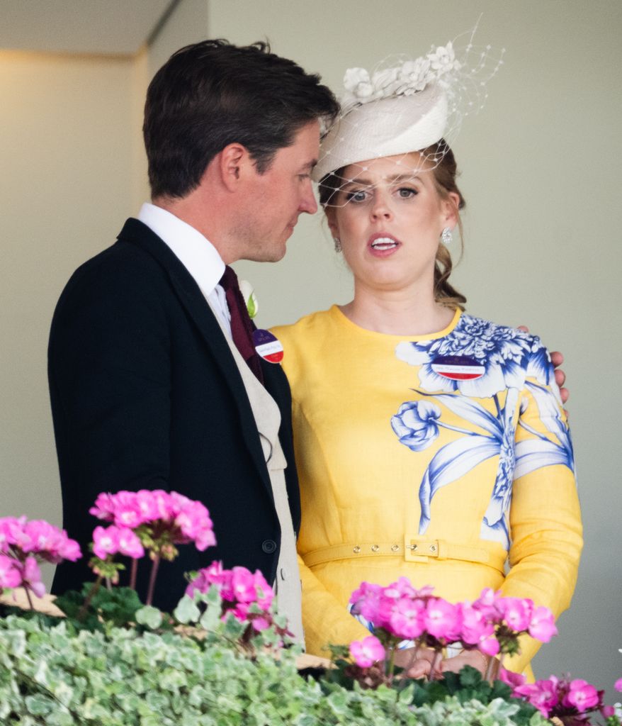 Edoardo Mapelli Mozzi and Princess Beatrice talking at Royal Ascot