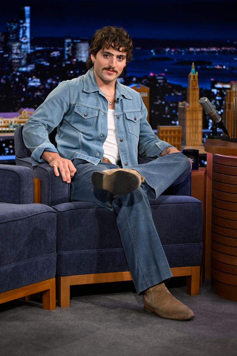 Benson Boone during an interview with Jimmy Fallon