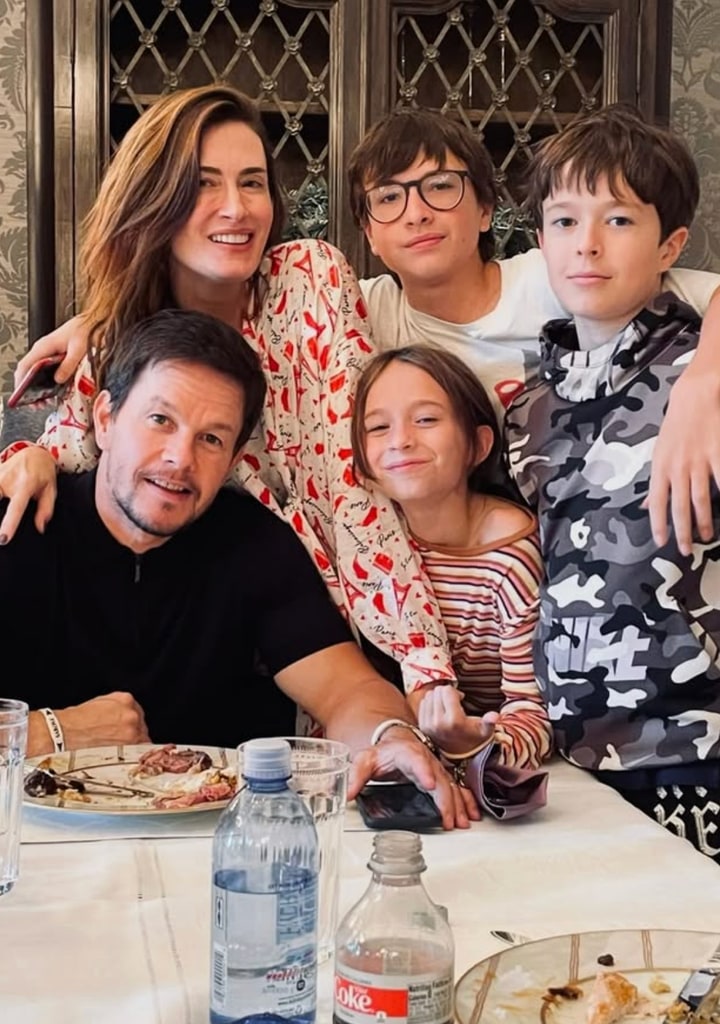 Photo shared by Rhea Durham on Instagram of Mark Wahlberg with his three youngest kids in honor of his 5th birthday