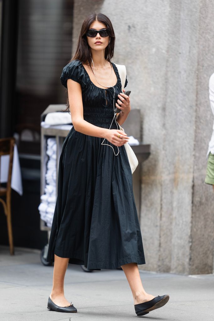 kaia gerber black sundress