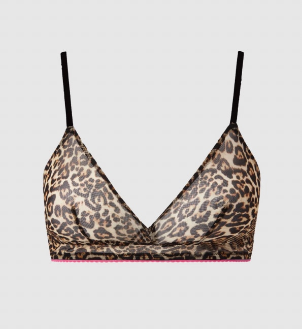 Mesh Triangle Bralette in leopard print