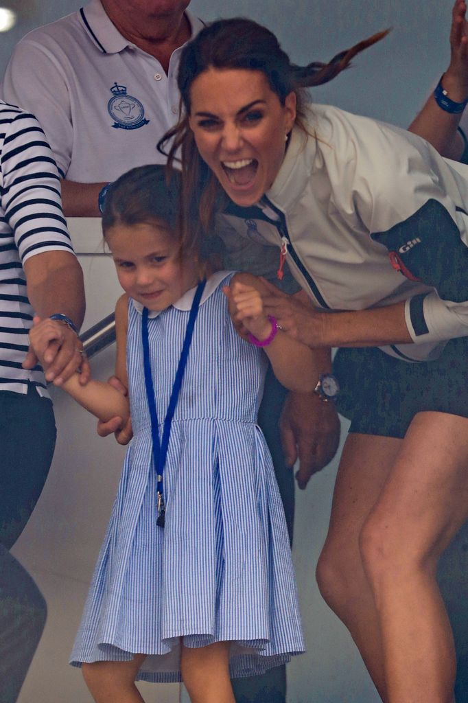 Kate and Charlotte pulling faces at sailing regatta