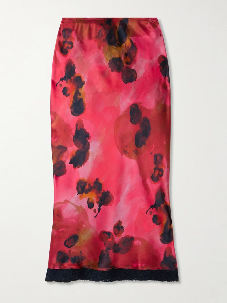 Lace Trimmed Floral Skirt