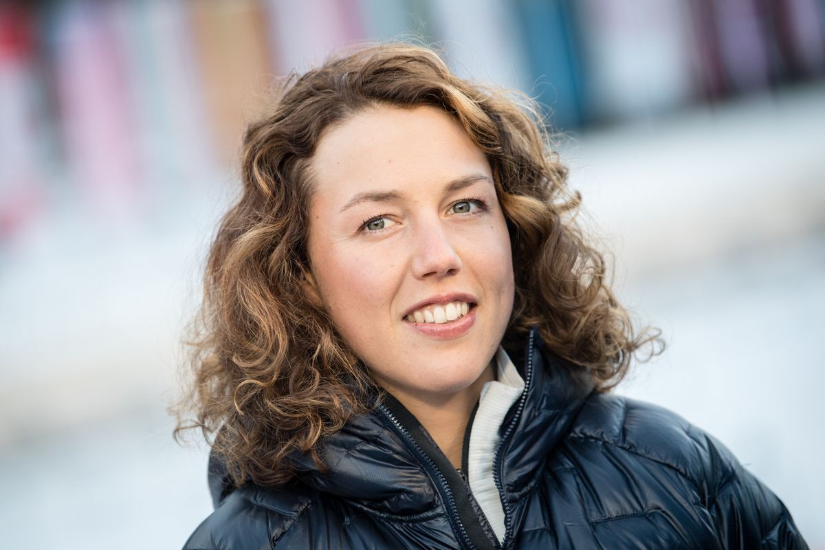15 January 2020, Bavaria, Ruhpolding: Biathlon: World Cup, sprint 7.5 km, women in the Chiemgau Arena. Laura Dahlmeier, former biathlete, in a TV interview. Photo: Matthias Balk/dpa (Photo by Matthias Balk/picture alliance via Getty Images)