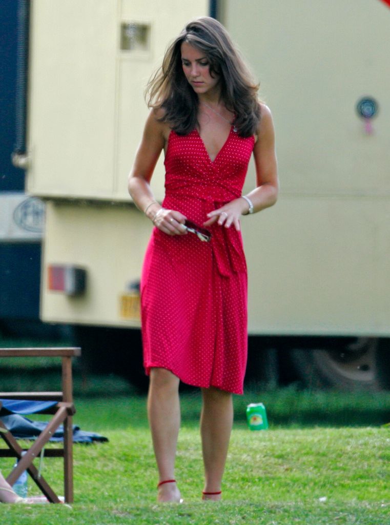 The then-Kate Middleton watches Prince William compete in the Chakravarty Cup charity polo match at Ham Polo Club on June 17, 2006 in Richmond, England.  (Photo by Indigo/Getty Images)
