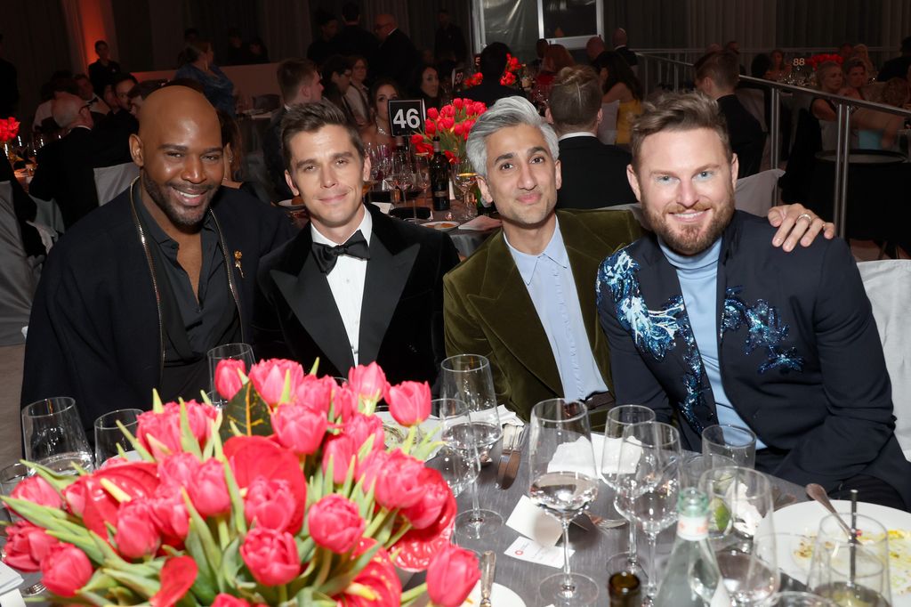 Karamo Brown, Antoni Porowski, Tan France and Bobby Berk attend the Elton John AIDS Foundation's 31st Annual Academy Awards Viewing Party 