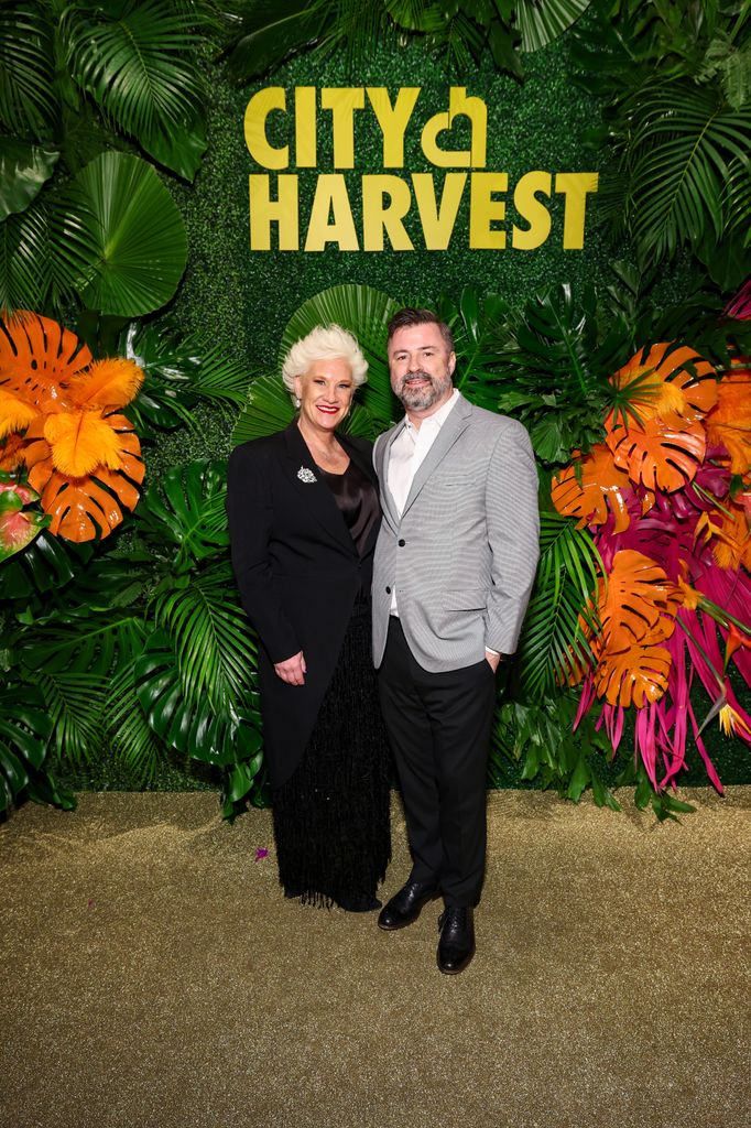 Anne Burrell and Stuart Claxton attend as City Harvest Presents The 2025 Gala: Carnaval at Cipriani 42nd Street on April 22, 2025 in New York City