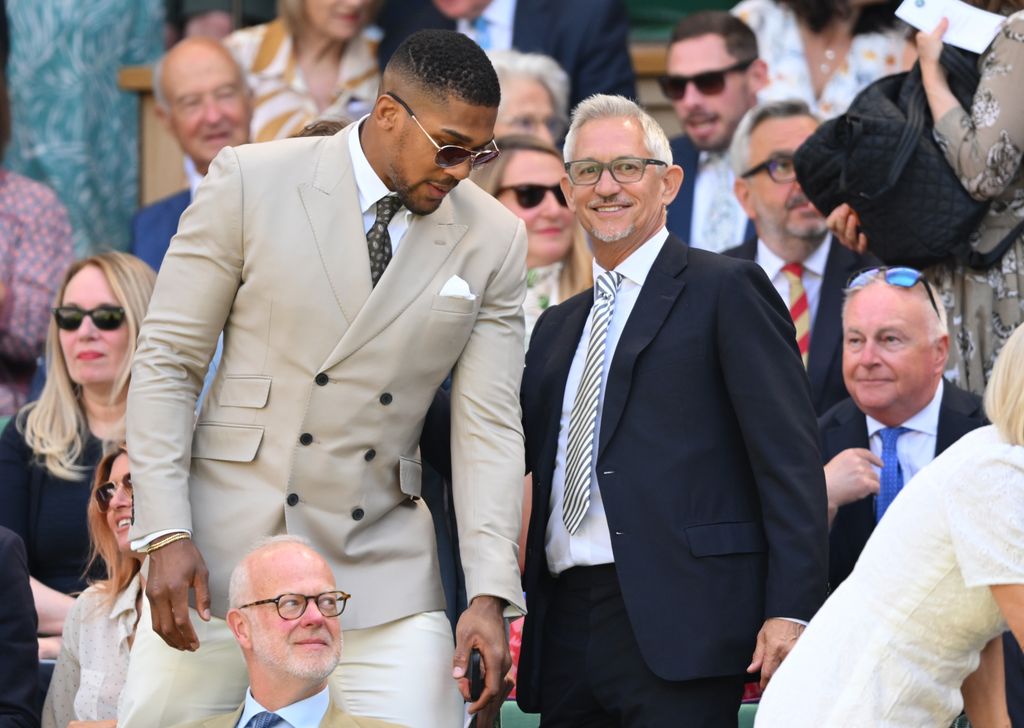 Anthony Joshua and Gary Lineker attend day five of Wimbledon