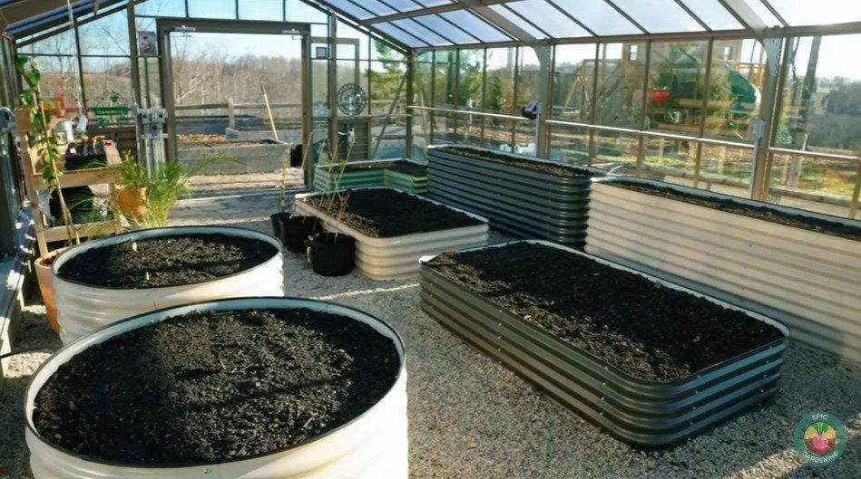 garden beds filled with soil inside carrie underwood greenhouse