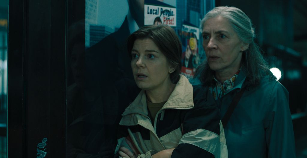 Aimee-Ffion Edwards as Shirley Dander and Saskia Reeves as Catherine Standish in Slow Horses