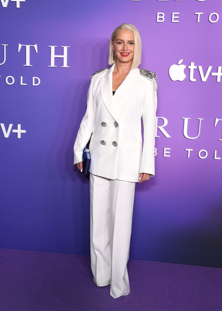 Katherine LaNasa attends the season 3 premiere of Apple TV+'s "Truth Be Told" at Pacific Design Center on January 19, 2023 in West Hollywood, California.