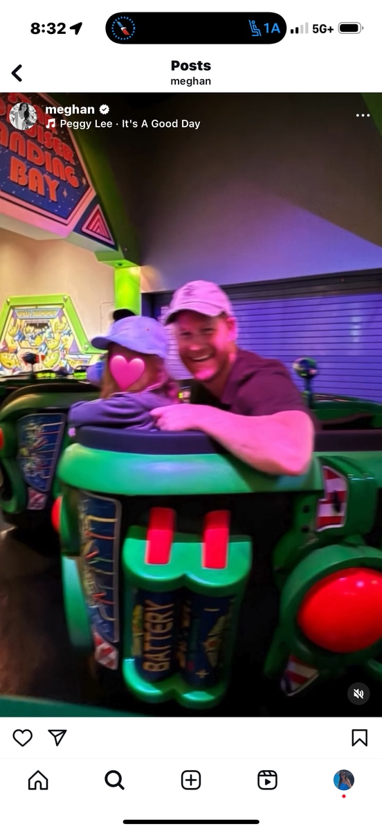 Prince Harry was all smiles riding Buzz Lightyear Astro Blasters with his little girl