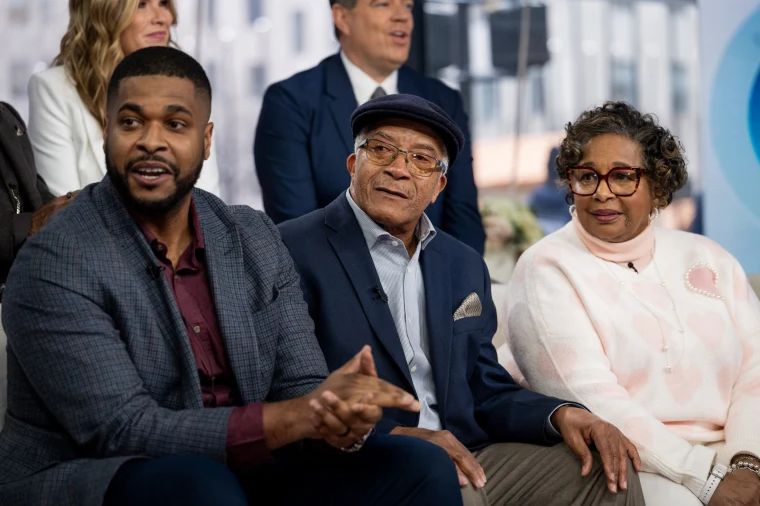Craig Melvin's parents Lawrence (C) and Betty Jo (R) on The Today Show