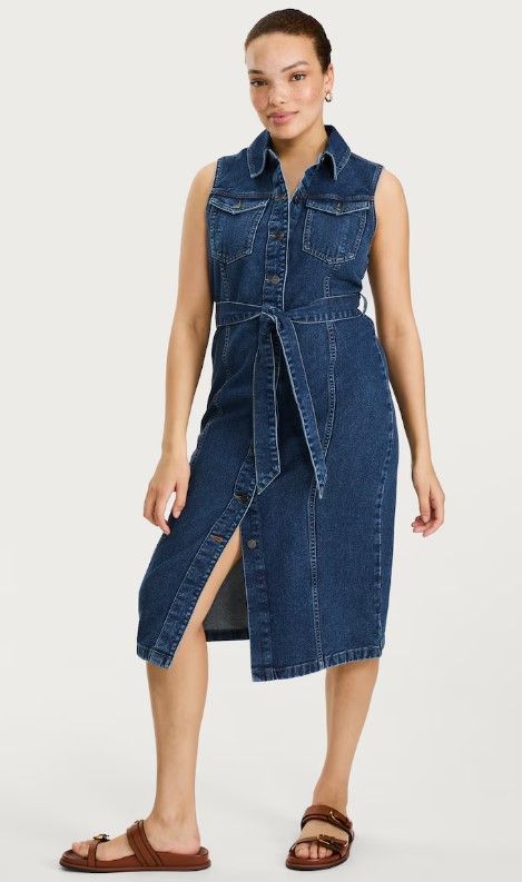 'Sleeveless Denim Midi Dress', F&F