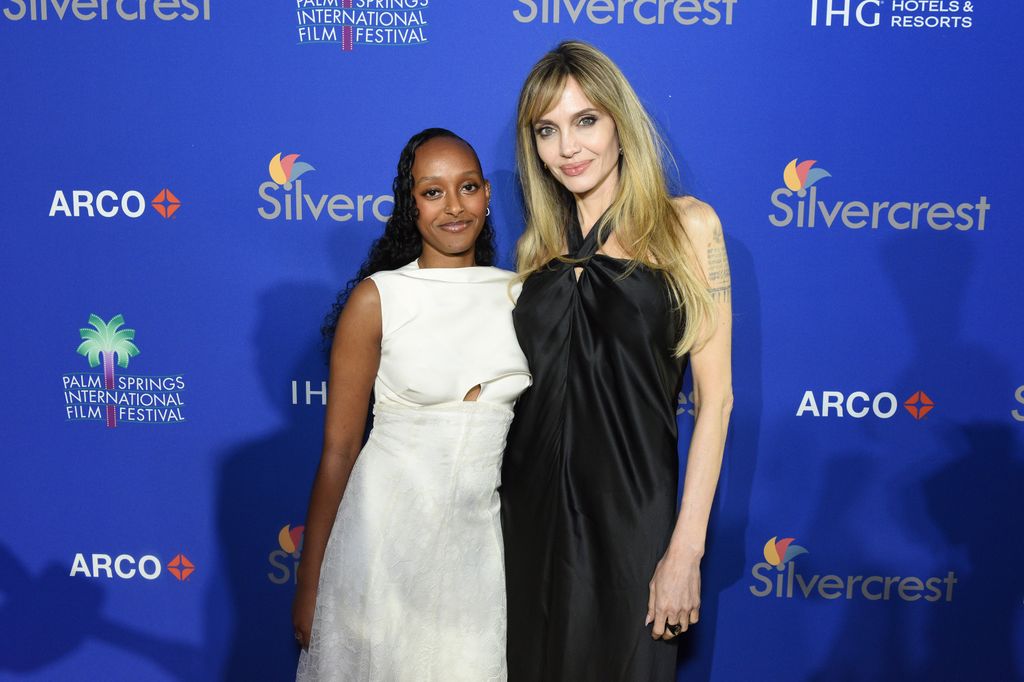 Zahara Marley Jolie and Angelina Jolie attend the 36th Annual Palm Springs International Film Awards at Palm Springs Convention Center on January 03, 2025 in Palm Springs, California.