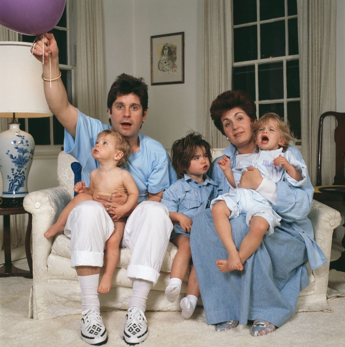 Ozzy Osbourne and his wife Sharon, and their children Aimee, Kelly, and Jack, 1987. 