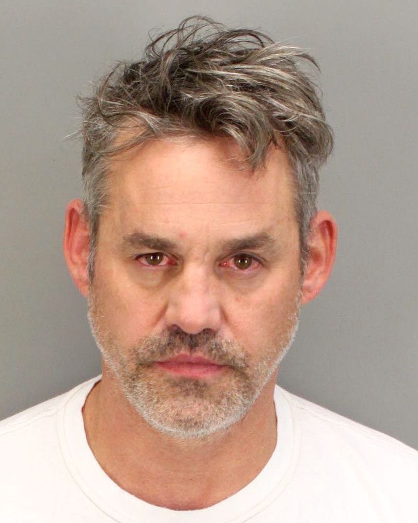 In this handout provided by the Palm Springs Police Department, Nicholas Brendon poses for his mugshot after being arrested on domestic violence charges on October 11, 2017