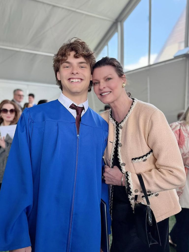 Linda Evangelista and her son