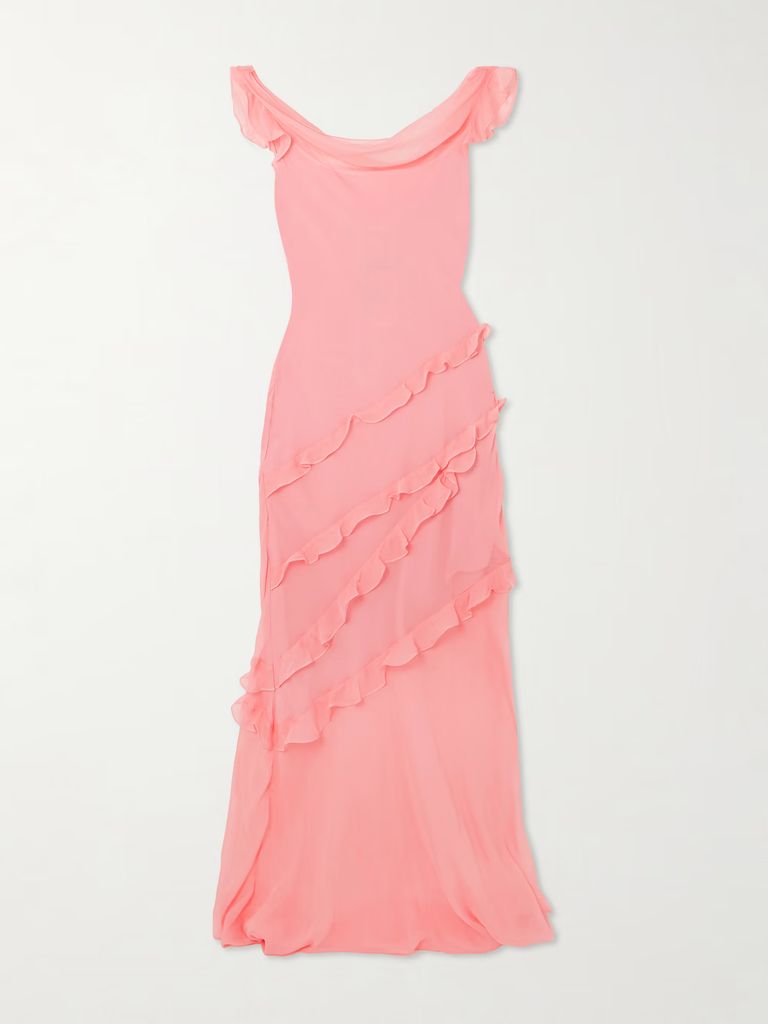 Renu gown in coral ruffles