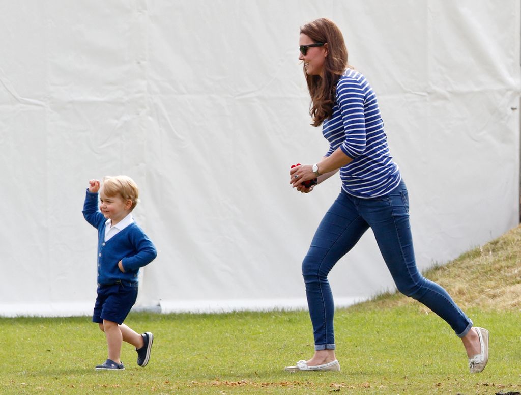 Kate running after a little Prince George