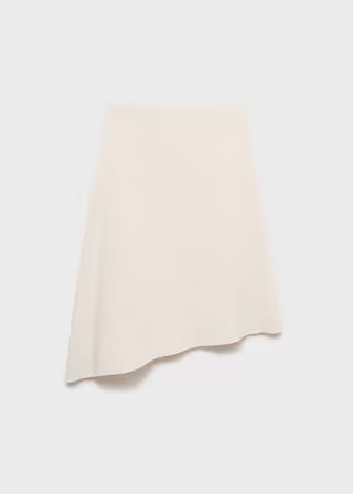 Asymmetrical Cotton Midi-Skirt in white