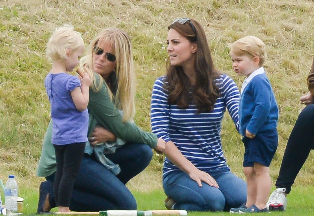 Isla Phillips and her mum Autumn Phillips in field with Kate and George