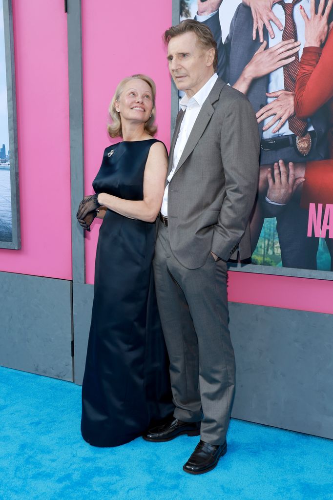 Pamela Anderson and Liam Neeson attend "The Naked Gun" US Premiere at the SVA Theatre on July 28, 2025, in New York, New York. (Photo by Jason Mendez/Getty Images for Paramount Pictures)