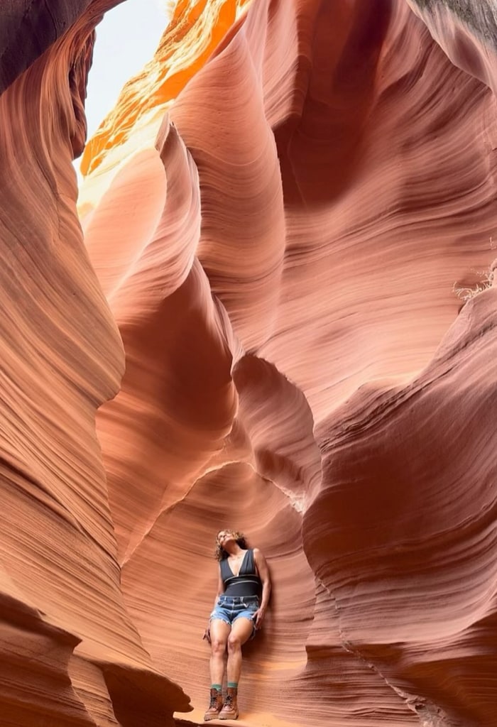 Photo shared by Halle Berry of her at Antelope Canyon while on a road trip with her boyfriend Van Hunt