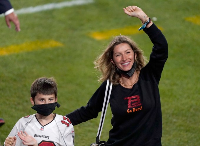 Gisele Bundchen celebrates with son Benjamin Brady