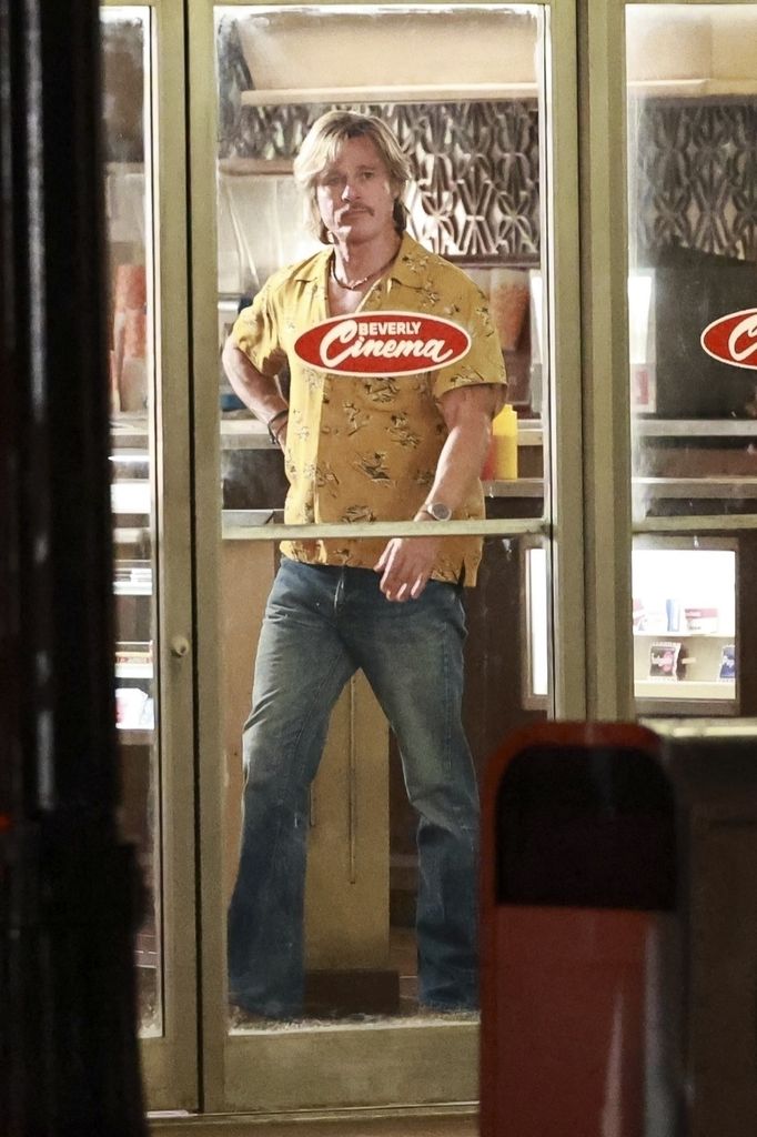 Brad Pitt photographed filming The Adventures of Cliff Booth