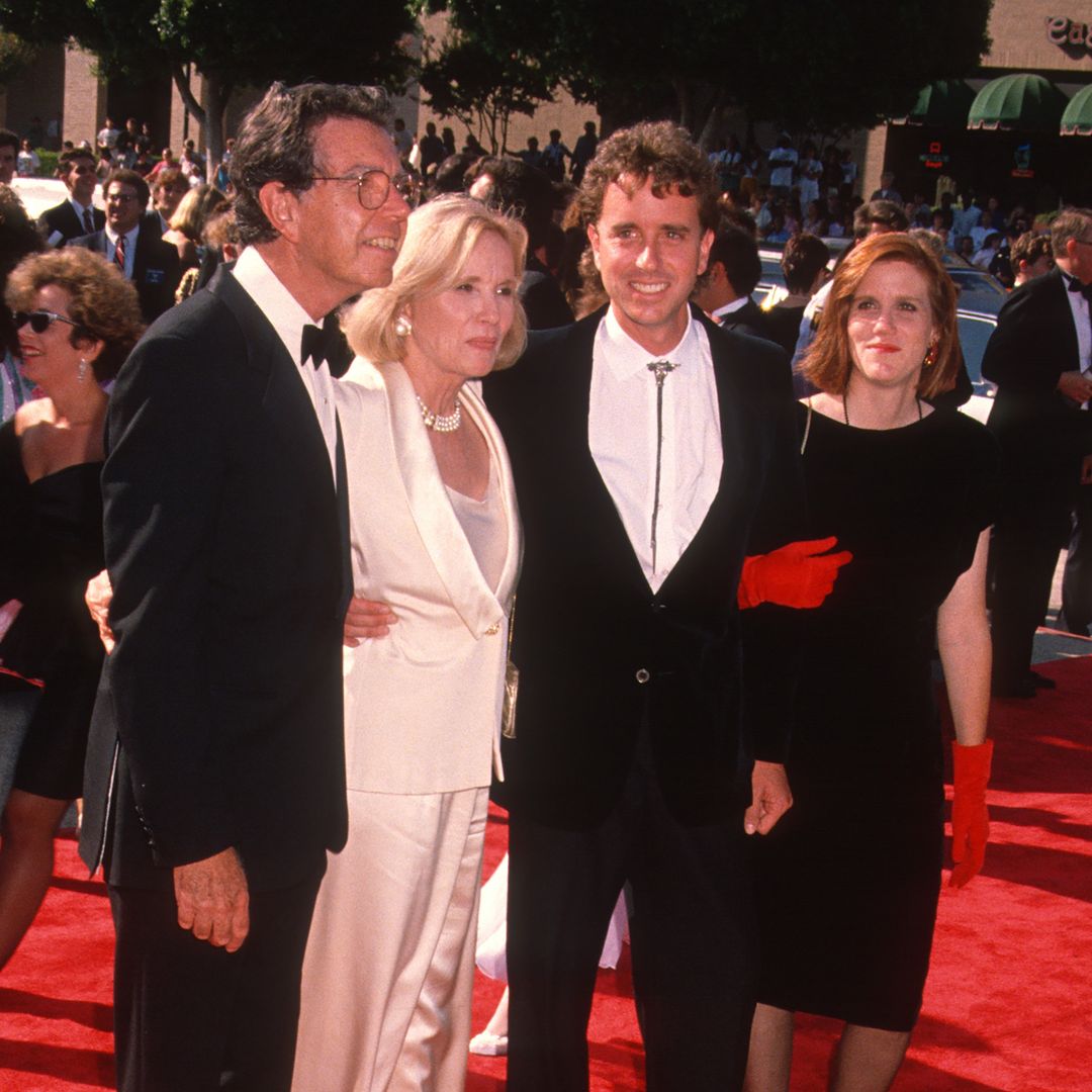 Married couple director & producer Jeffrey Hayden (1926 - 2016) (left) and actor Eva Marie Saint (second left), with unidentified others, attend the 42nd annual Primetime Emmy Awards at the Pasadena Civic Auditorium, Pasadena, California, September 16, 1990