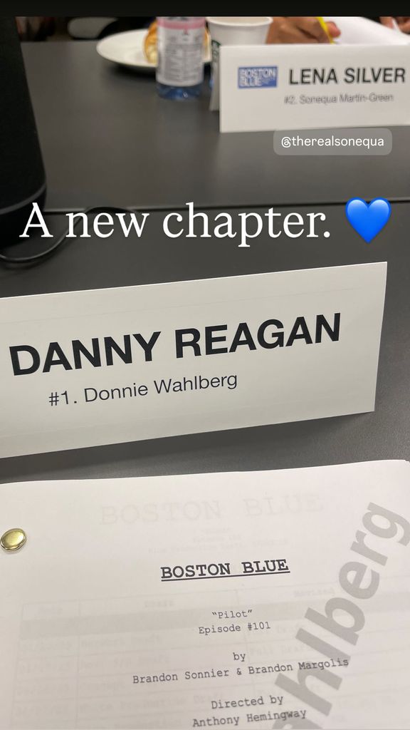 Donnie Wahlberg shares a photo of a table read for the "Boston Blue" pilot on his Instagram Stories