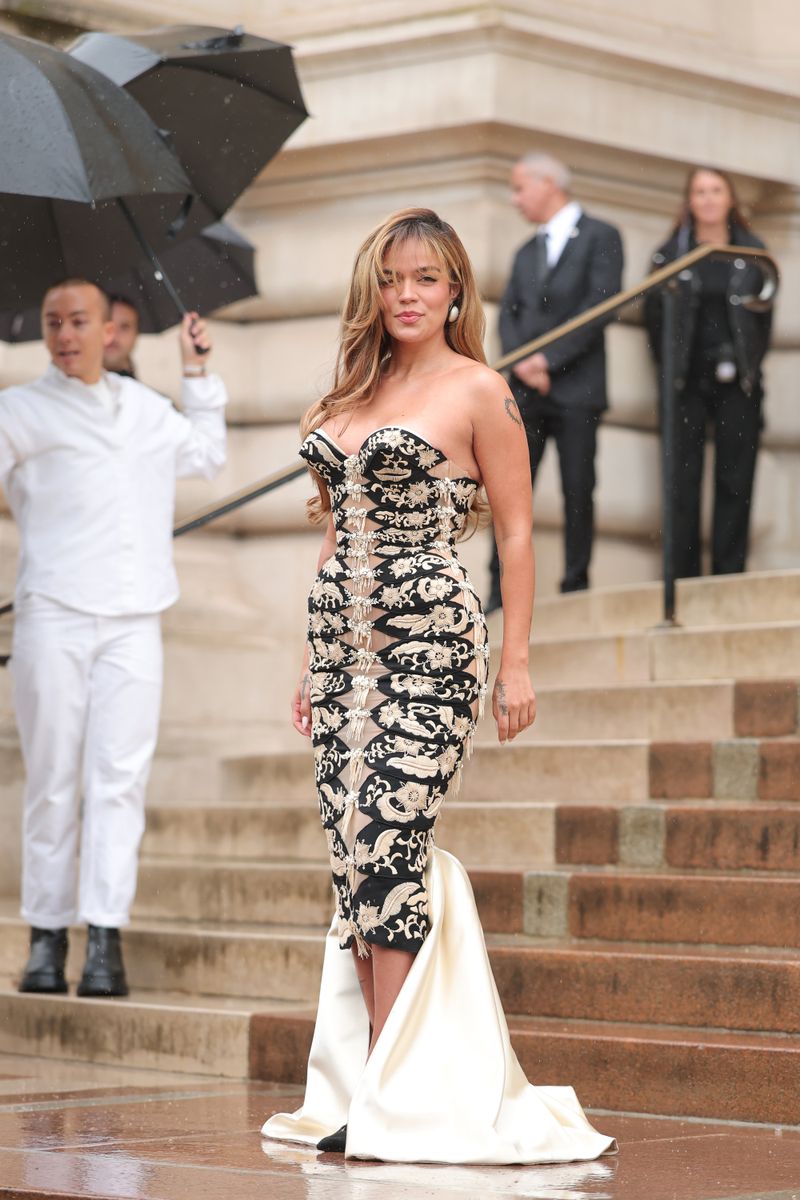 Karol G attends the Schiaparelli Haute Couture Fall/Winter 2025/2026 show as part of Paris Fashion Week 