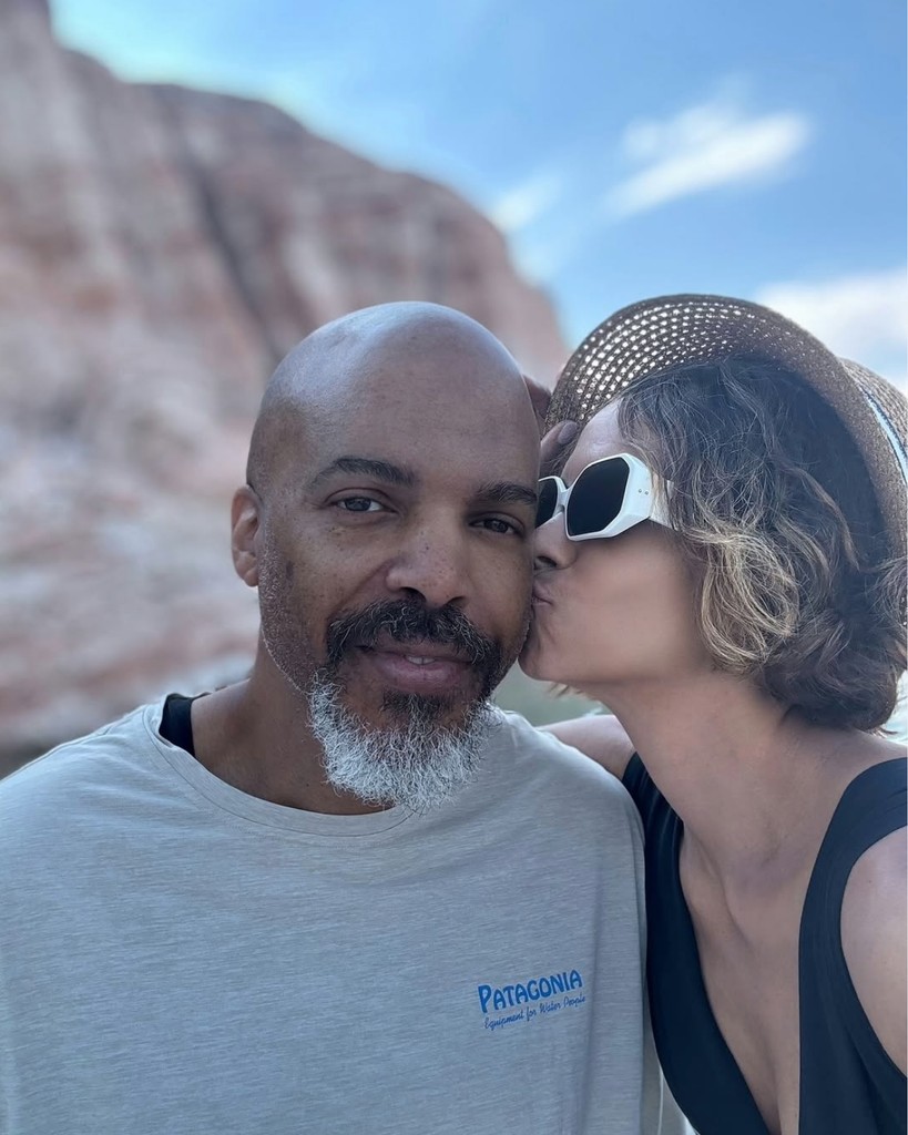 Selfie shared by halle Berry on Instagram with her boyfriend Van Hunt while on a road trip