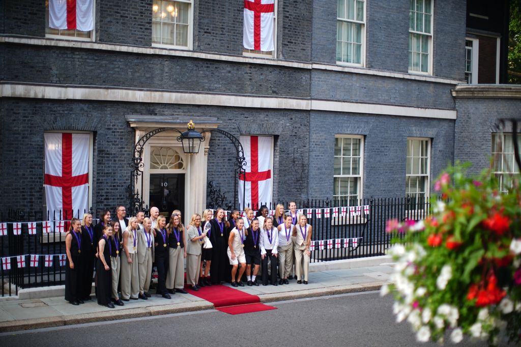Members of the England women's football team arrive in Downing Street,