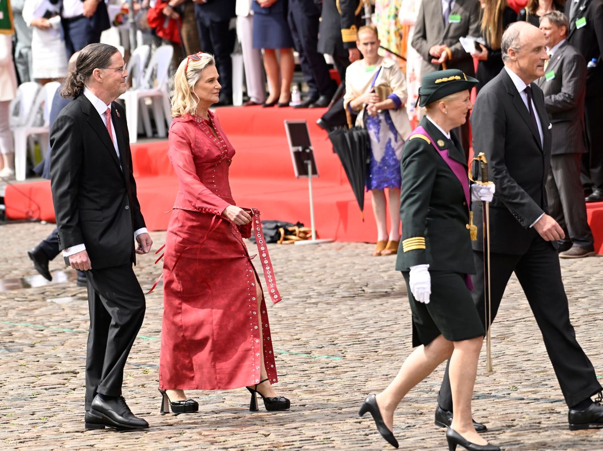 BRUSSELS, BELGIUM - JULY 21 : James O'Hare, Princess Delphine de Saxe Cobourg, Princess Astrid of Belgium, Prince Lorenz of Belgiumduring the military and civilian parade for the national Day 2025 on the Place des Palais - Paleizenplein pictured on July 21, 2025 in Brussels, Belgium, 21/07/2025 ( Photo by Didier Lebrun / Photonews via Getty Images)