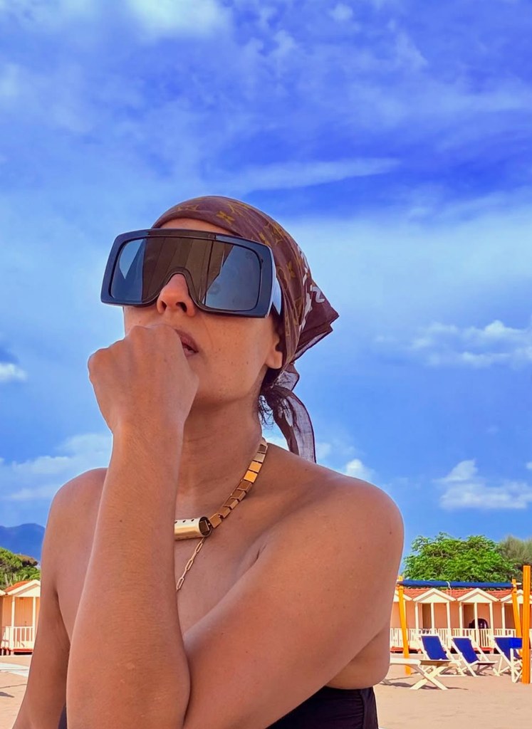 Photo shared by Tracee Ellis Ross on Instagram July 2025 of herself in a swimsuit during an Italian vacation
