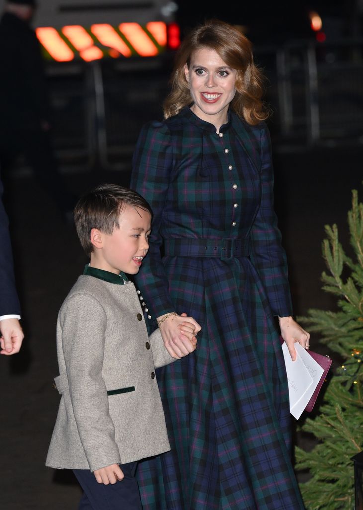 Princess Beatrice and Christopher Woolf attend The "Together At Christmas" Carol Service at Westminster Abbey on December 08, 2023 in London, England. 