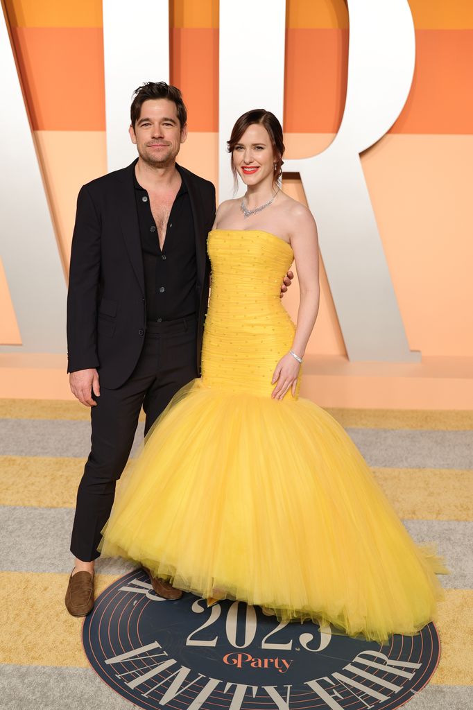 Jason Ralph and Rachel Brosnahan at the 2025 Vanity Fair Oscar Party 