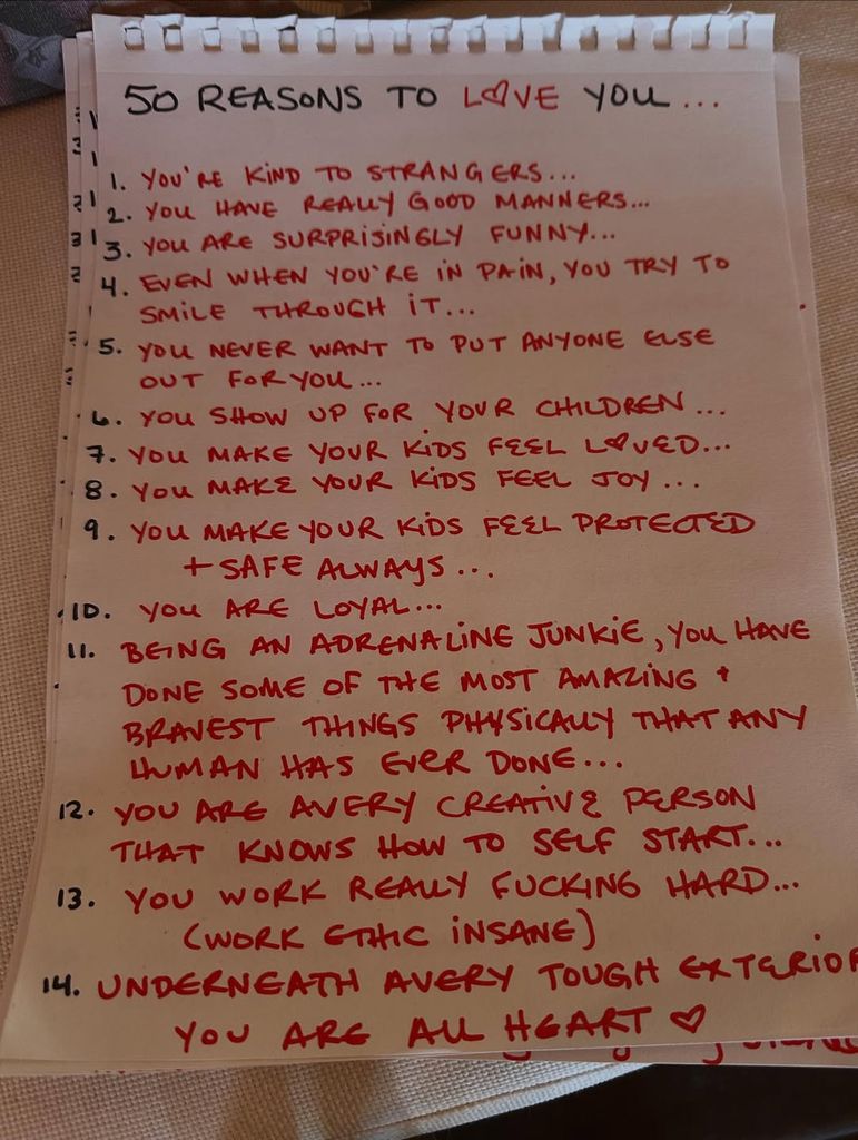 Pink shared the list of 50 things she loves about Carey 