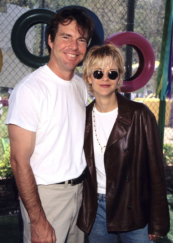 Dennis Quaid and Meg Ryan during '95 Pediatric Aids Foundation Annual Picnic